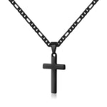 LUXEJEW Stainless Steel Cross Necklaces for Men Figaro Chain Black Silver Gold Cross Pendant Necklace for Men Women 16-24 Inches