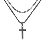 LUXEJEW Silver Gold Black Mens Cross Necklaces Stainless Steel Cuban Link Chain Rope Chain Layered Cross Pendant Necklace for Men 16-26 Inches