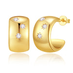 Gold Hoop Earrings for Women,14K Gold Plated Chunky Gold Hoop Earrings for Women Trendy Fashion Jewelry