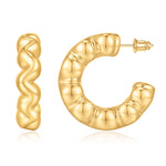 golden Hoop Earrings for Women, 14K golden Plated Earrings Chunky Hoop Earrings for Women Lightweight Earrings Chunky golden Earrings for Women Beaded Hoop Earrings Jewelry for Women