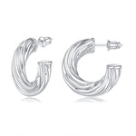 Women's silver earrings elegant fashion 925 plated silver lightweight thick silver hoop earrings women's jewelry