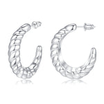 Women's silver earrings elegant fashion 935 plated silver lightweight thick silver hoop earrings women's jewelry