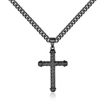 LUXEJEW Cross Necklace for Men, Silver Black Gold Stainless Steel Cuban Chain Cross Pendant Necklace for Men