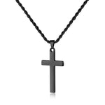 LUXEJEW Stainless Steel Cross Necklaces for Men Rope Chain Black Silver Gold Cross Pendant Necklace for Men Women 16-24 Inches