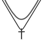 LUXEJEW Stainless Steel Cross Necklaces for Men Cuban Link Chain Box Chain Black Silver Gold Layered Cross Pendant Necklace for Men Women 16-26 Inches