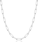 GLIVEOR 925 Sterling Silver Clasp 3mm Paperclip Chain Necklace for Women Diamond Cut Silver Chain 16, 18, 20, 22, 24, 26, 30 Inches