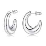 Women's silver earrings elegant fashion 931 plated silver lightweight thick silver hoop earrings women's jewelry