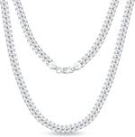 BRIJEWNES Cuban Link Chain for Men Women 925 Sterling Silver Clasp 3/3.5/4/5/6/7/10mm Silver Chain for Men Diamond Cut Silver Chain Necklace 16-30 Inch