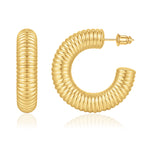 Chunky golden Hoop Earrings for Women, 14k golden Plated Large Hoop Earrings for Women Trendy Thick golden Hoop Earrings for Women 30mm Lightweight Open Hoops Earrings golden Jewelry for Women