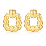 Chunky golden Earrings for Women, 14K golden Plated Statement Earrings for Women Trendy Geometric Square Stud Earrings for Women golden Door Knocker Earrings for Women Lightweight golden Jewelry for Women