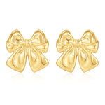 golden Bow Earrings for Women, 14K golden Plated Ribbon Bow Stud Earrings for Women Bowknot golden Earrings for Women Trendy golden Bow Drop Dangle Statement Earrings for Women Jewelry Gift