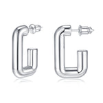 Women's silver earrings elegant fashion 926 plated silver lightweight thick silver hoop earrings women's jewelry