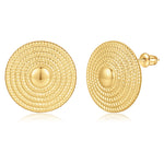 Chunky golden Earrings for Women, 14K golden Plated Statement Earrings for Women Large Stud golden Chunky Earrings Hypoallergenic Lightweight Big Coin Thick Chunky golden Earrings for Women Trendy Jewelry