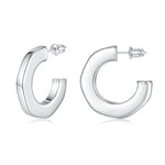 Women's silver earrings elegant fashion 934 plated silver lightweight thick silver hoop earrings women's jewelry