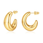 golden Hoop Earrings Set for Women 14K golden Plated Lightweight Chunky golden Hoop Earrings for Women Jewelry