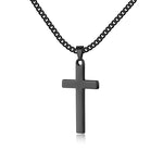 LUXEJEW Cross Necklace for Men, Silver Black Gold Stainless Steel Cuban Chain Cross Pendant Necklace for Men