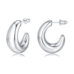 Women's silver earrings elegant fashion 930 plated silver lightweight thick silver hoop earrings women's jewelry