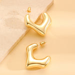 Fashionable women's golden earrings 14K golden plated low allergy thick earrings women's fashion accessories Valentine's Day music festival holiday gifts