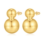 Women's golden pendant earrings Double pearl earrings Women's fashion retro spherical earrings Thick golden earrings Women's jewelry gifts