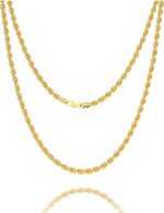 Waitsoul 925 Sterling Silver Rope Chain Lobster Clasp 4/4.5/5mm Gold/Silver Chain for Men Women Silver Necklace Chain 16/18/20/22/24/26/30 Inches