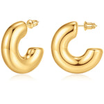 Chunky golden Hoop Earrings for Women, 14k golden and silver Chunky Earrings for Women Big Large golden Hoop Earrings Non Tarnish golden Earrings Hypoallergenic Lightweight Thick Hoop Earrings Trendy golden Hoop Earrings