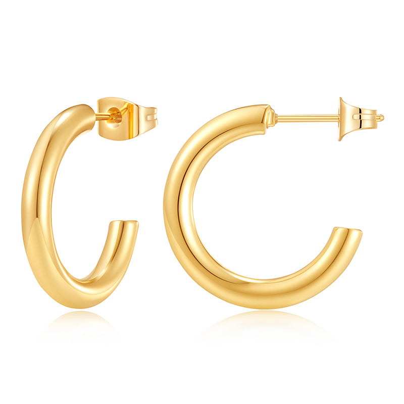 Gold Hoop Earrings for Women,14K Gold Plated Chunky Gold Hoop Earrings for Women Trendy Fashion Jewelry