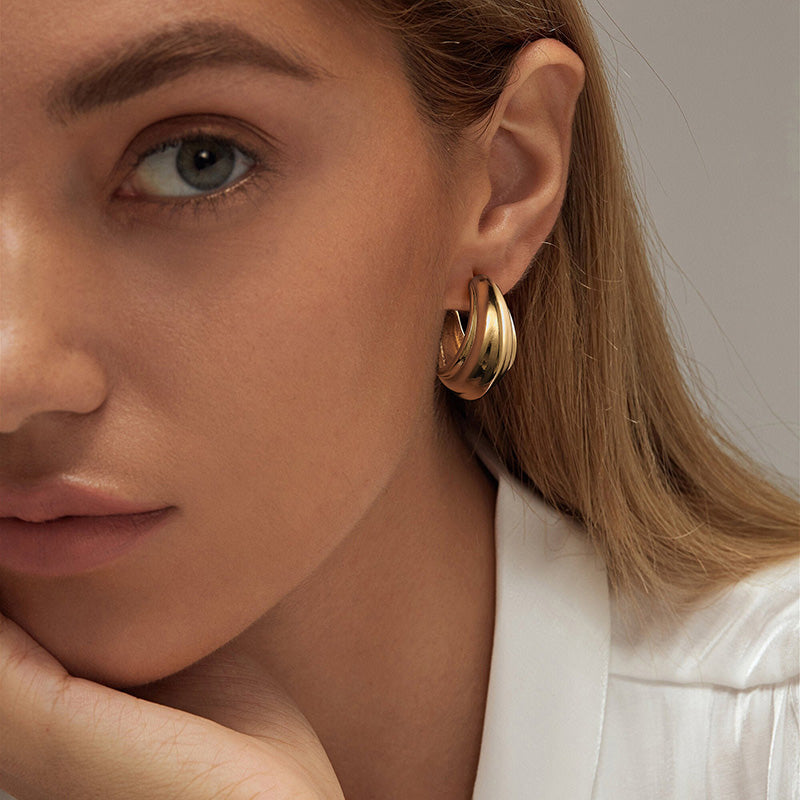 Gold Hoop Earrings for Women,14K Gold Plated Chunky Gold Hoop Earrings for Women Trendy Fashion Jewelry