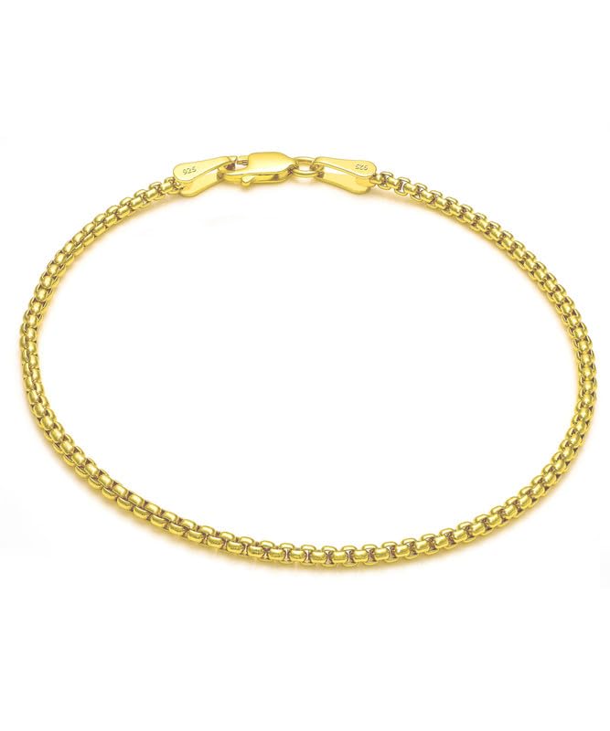 Waitsoul Sparkling/Rope/Box Bracelet for Women Men 2mm 2.5mm 3mm 5mm Diamond-Cut Silver/Gold Sparkling/Box/Rope Chain Bracelet for Gril 6.5/7/7.5/8/8.5/9 Inch