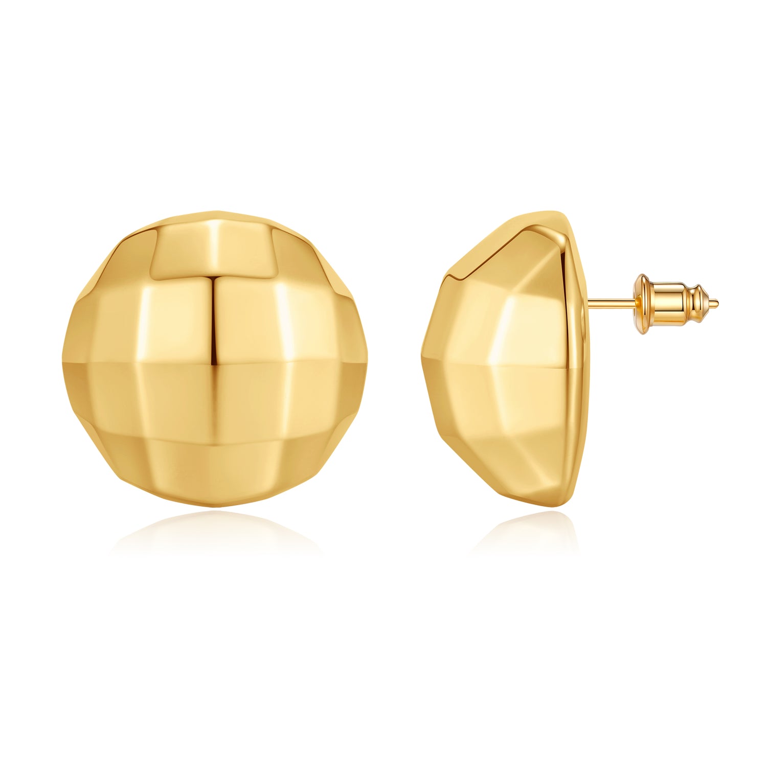 golden Statement Earrings for Women Trendy, Half Ball Earrings Chunky golden Earrings for Women Hypoallergenic Earrings golden Chunky Earrings for Women Lightweight golden Jewelry Gift for Women