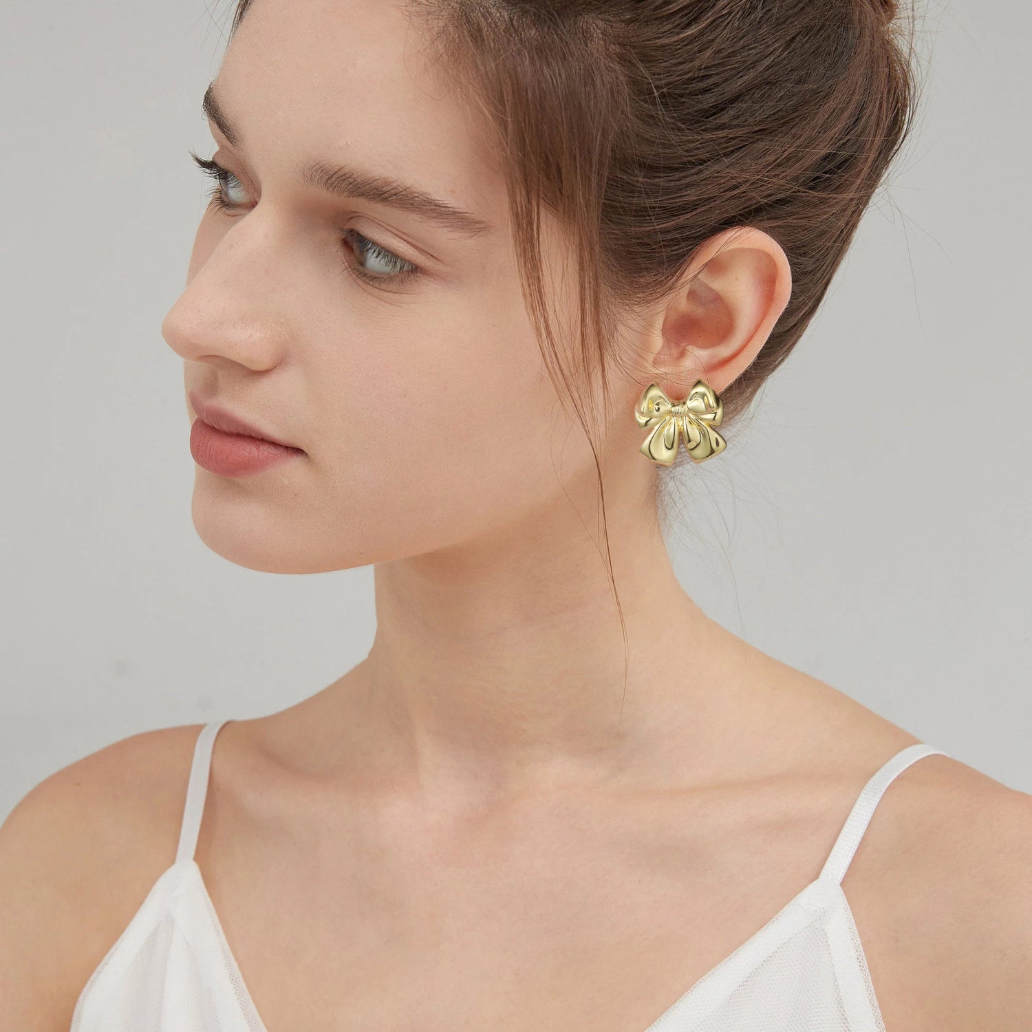 golden Bow Earrings for Women, 14K golden Plated Ribbon Bow Stud Earrings for Women Bowknot golden Earrings for Women Trendy golden Bow Drop Dangle Statement Earrings for Women Jewelry Gift