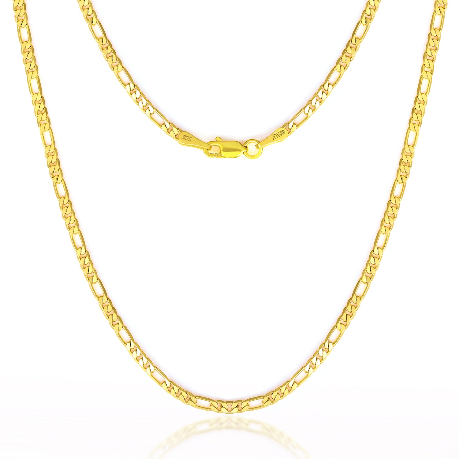 Waitsoul 925 Sterling Silver Figaro Chain Lobster Clasp 3mm/4mm/5mm Diamond Cut Figaro Link Chain Necklace for Women Men 16-30 Inches