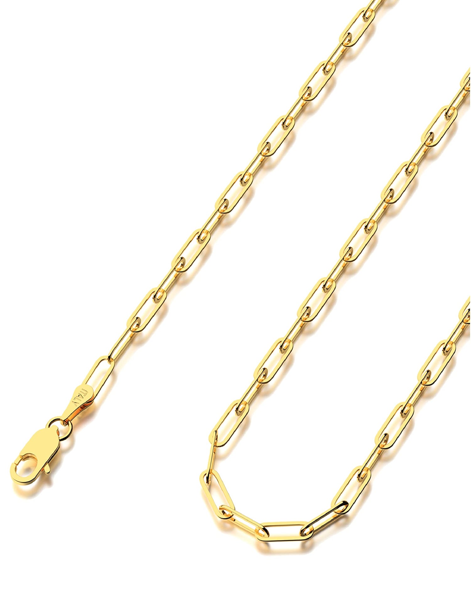 Waitsoul 925 Sterling Silver Paperclip Lobster Clasp Chain 3mm 4mm 5mm 6mm 7mm Necklace for Women Men Diamond Cut Silver Necklace Chain 16-30 Inches