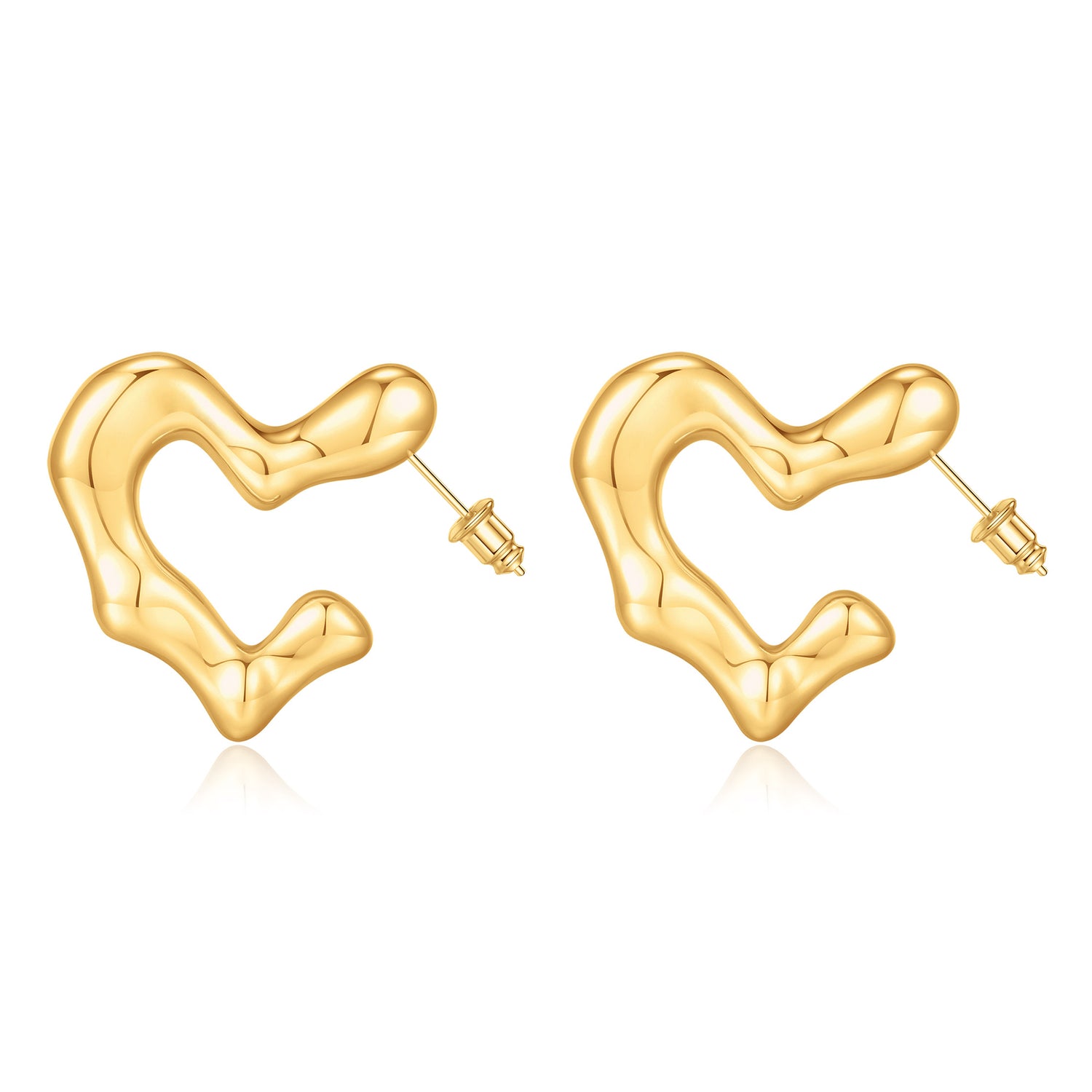 golden Heart Earrings for Women, 14K golden Plated Earrings Heart Hoop Earrings for Women Hypoallergenic Earrings Chunky golden Earrings for Women Trendy Jewelry Gifts for Women