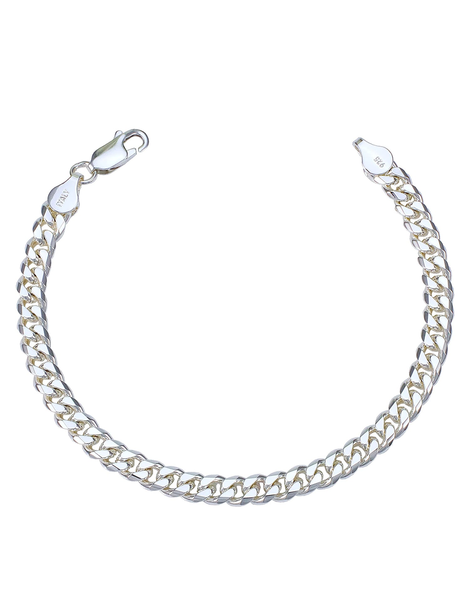 Waitsoul Silver Bracelet for Men 5mm 8mm Diamond-Cut Cuban Link Curb Chain Bracelet for Women 6.5/7/7.5/8/8.5/9 Inch