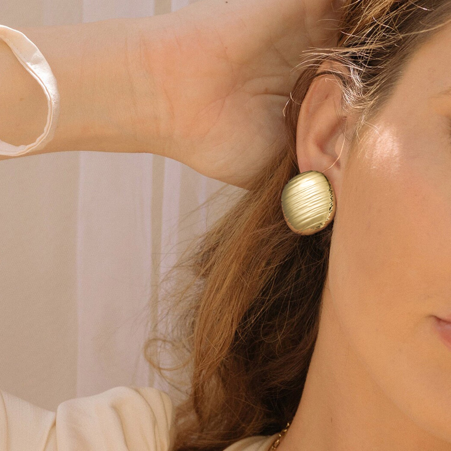 Chunky golden Earrings for Women, 14K golden Plated Statement Earrings for Women Large Stud Chunky golden Earrings Hypoallergenic Lightweight Big Square Thick golden Earrings for Women Trendy Jewelry