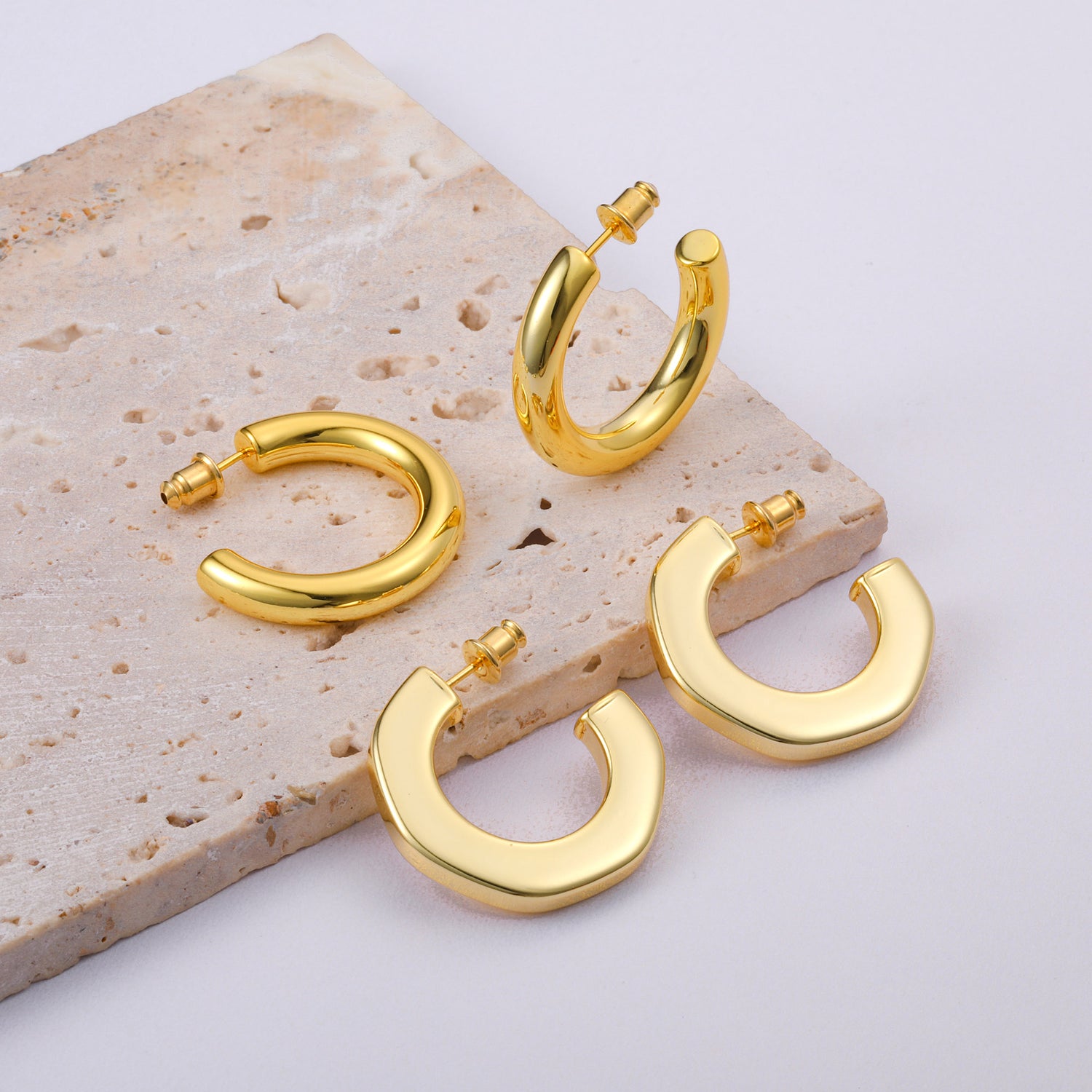 golden Hoop Earrings Set for Women 14K golden Plated Lightweight Chunky golden Hoop Earrings for Women Jewelry