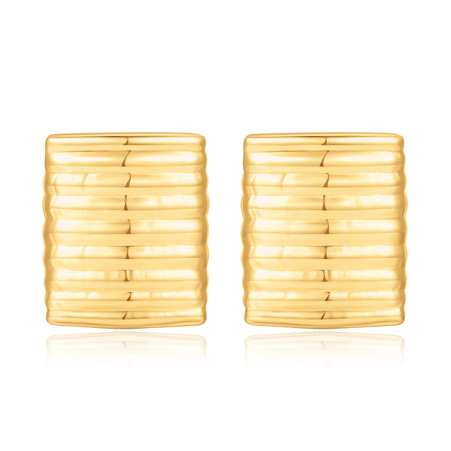 Chunky golden Earrings for Women, 14K golden Plated Earrings Striped Square Earrings for Women Dangle Earrings golden Chunky Earrings for Women golden Earrings for Women Trendy Jewelry Gifts