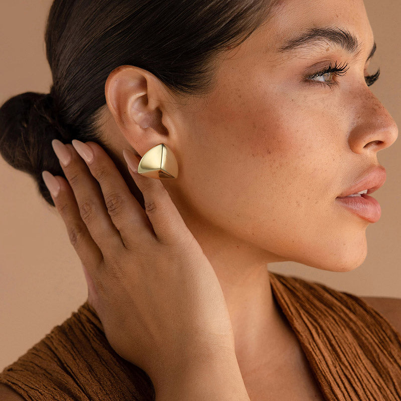 golden Silver Chunky Earrings for Women Lightweight 14k golden Plated Statement Stud Earrings for Women Trendy Jewelry Gifts