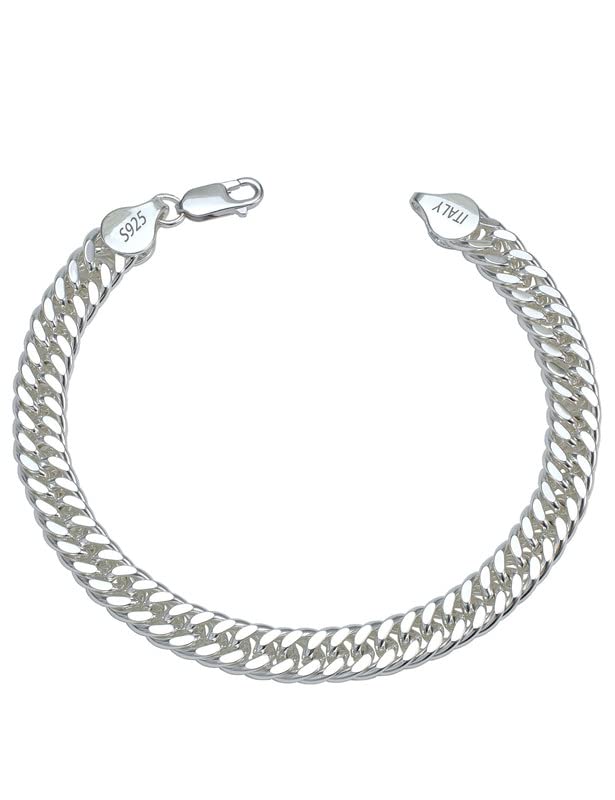 Waitsoul Silver Bracelet for Men 5mm 8mm Diamond-Cut Cuban Link Curb Chain Bracelet for Women 6.5/7/7.5/8/8.5/9 Inch