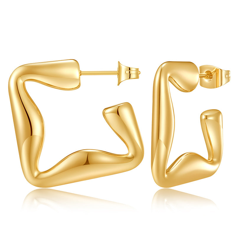 Gold Hoop Earrings for Women,14K Gold Plated Chunky Gold Hoop Earrings for Women Trendy Fashion Jewelry