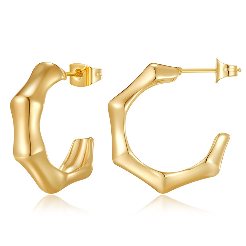 Gold Hoop Earrings for Women,14K Gold Plated Chunky Gold Hoop Earrings for Women Trendy Fashion Jewelry