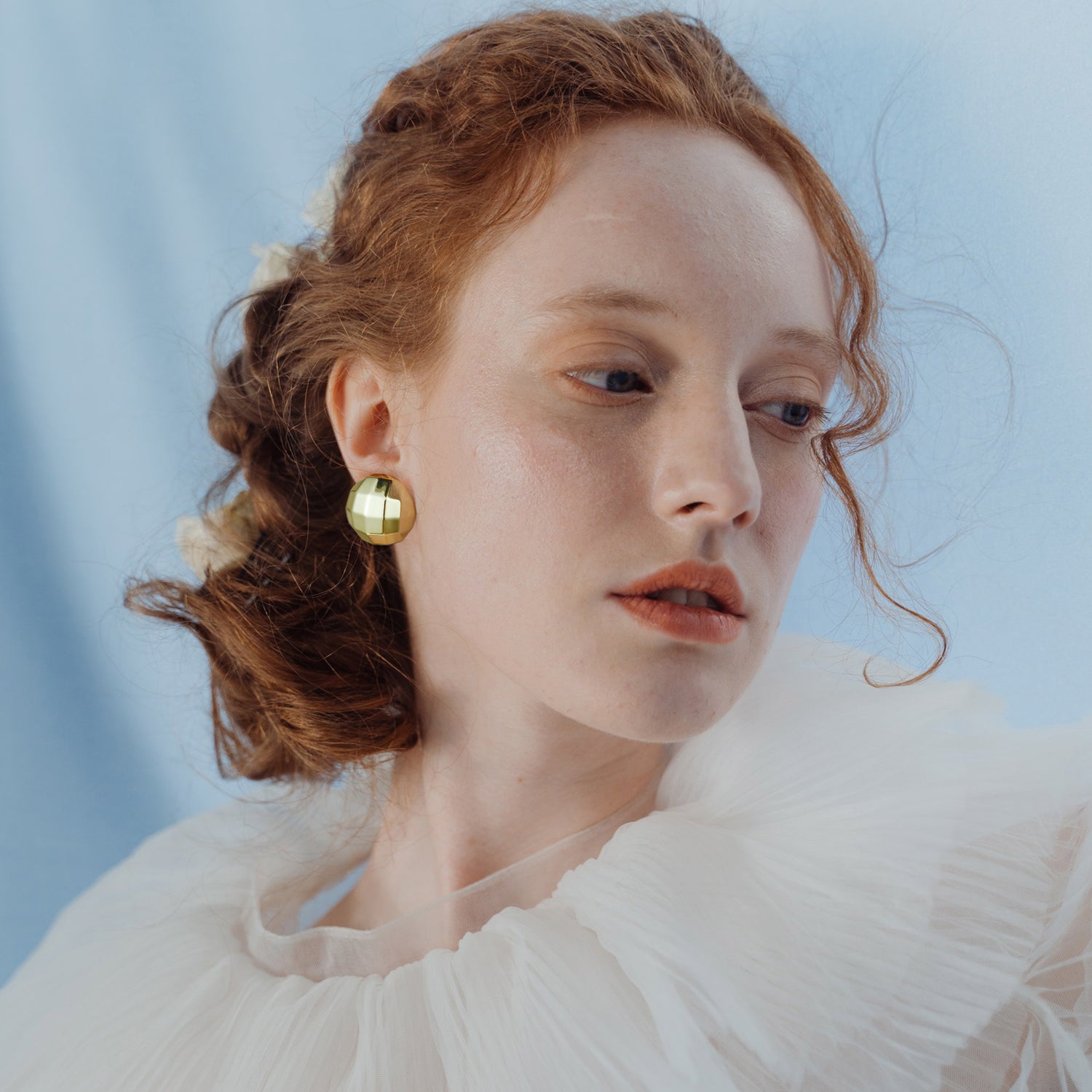 golden Statement Earrings for Women Trendy, Half Ball Earrings Chunky golden Earrings for Women Hypoallergenic Earrings golden Chunky Earrings for Women Lightweight golden Jewelry Gift for Women