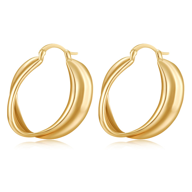 Gold Hoop Earrings for Women,14K Gold Plated Chunky Gold Hoop Earrings for Women Trendy Fashion Jewelry