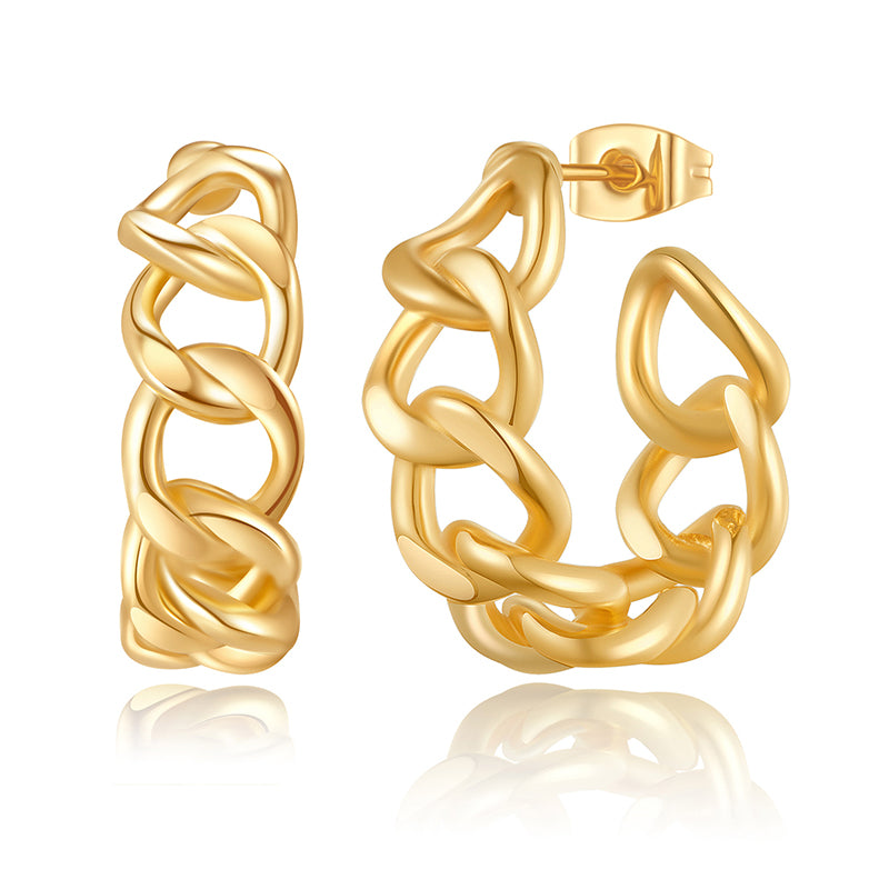 Gold Hoop Earrings for Women,14K Gold Plated Chunky Gold Hoop Earrings for Women Trendy Fashion Jewelry