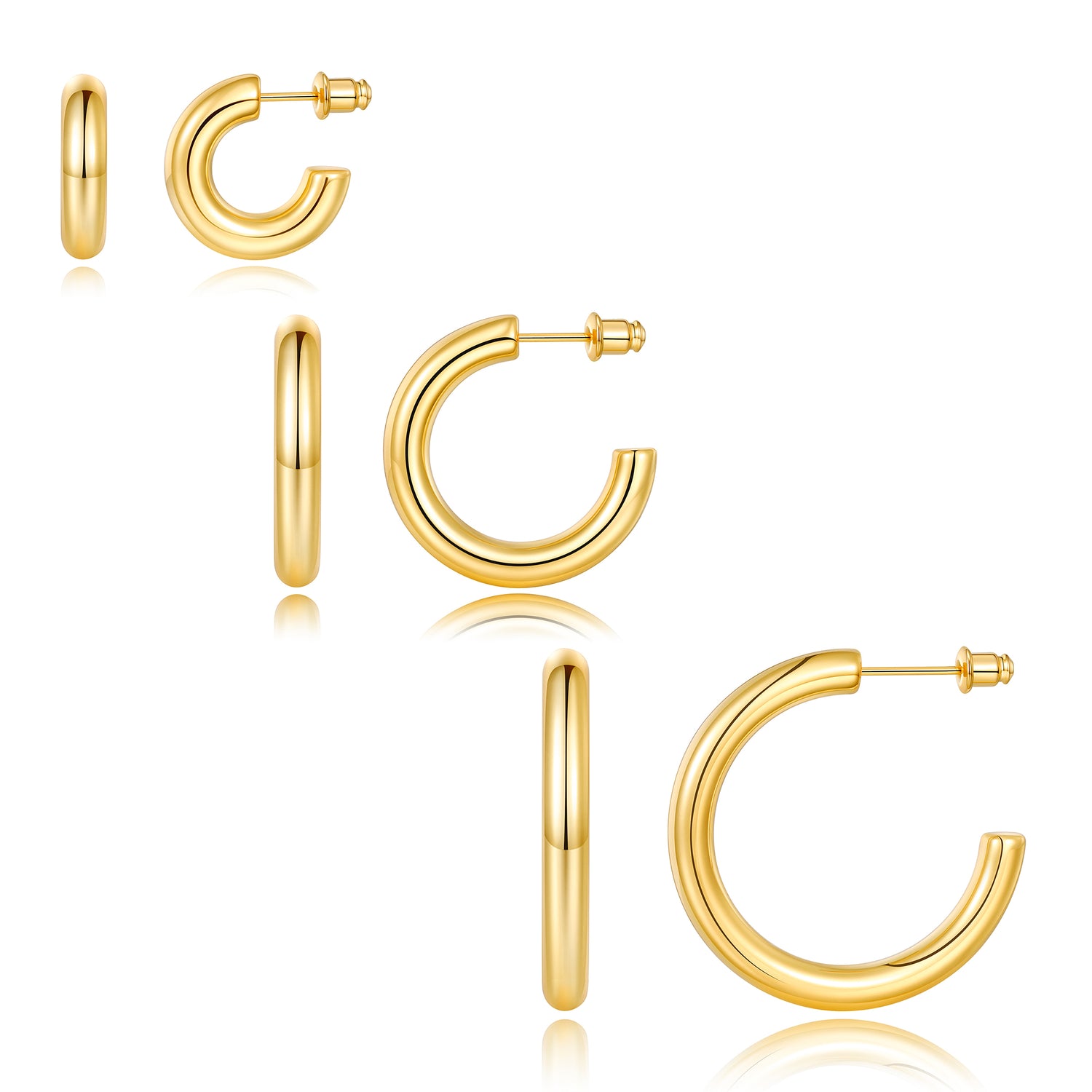 3 Pairs of Simple Fashionable Hoop Earrings Set, Lightweight Hoop Earrings, European and American Fashion Style, Women's Elegant Earrings