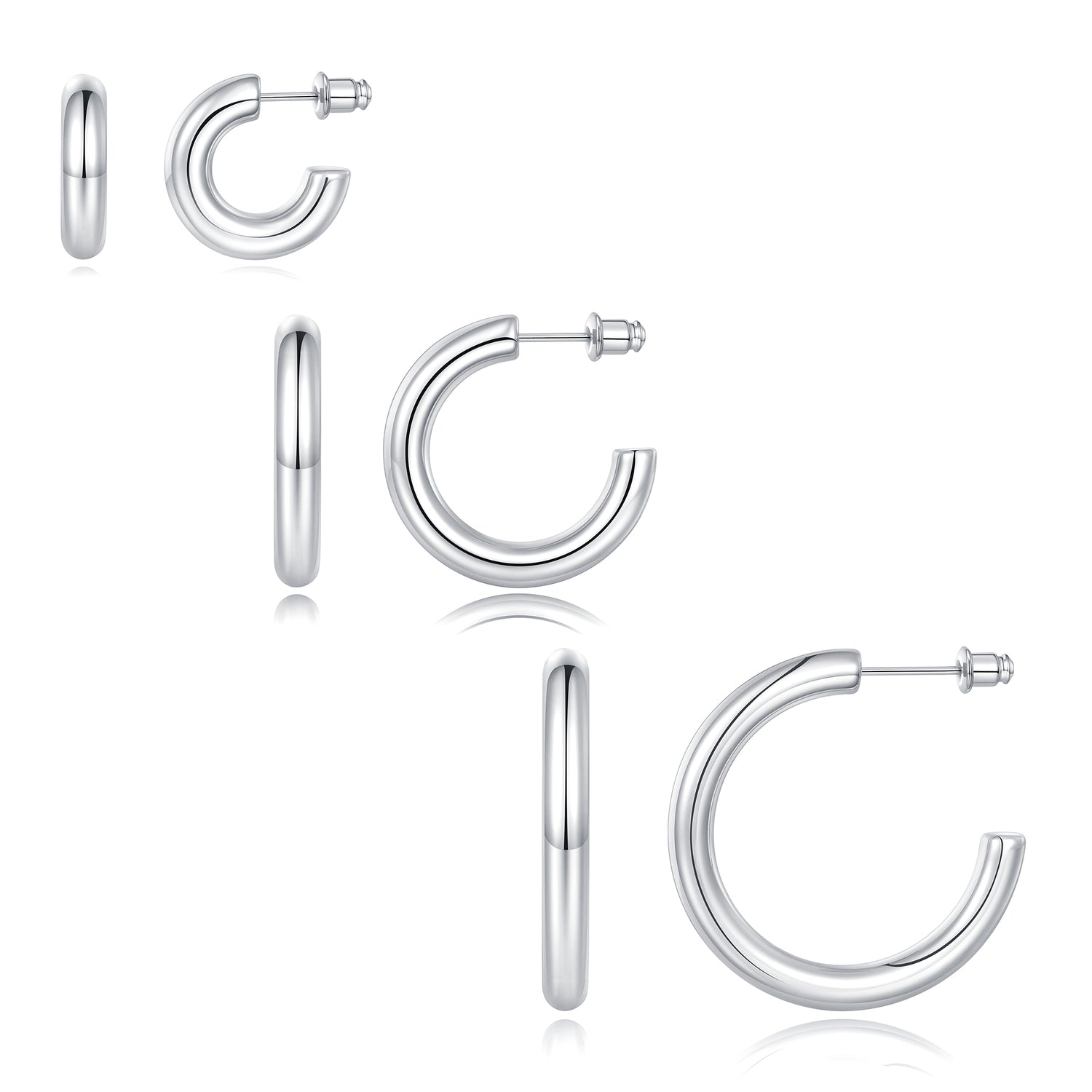 3 Pairs of Simple Fashionable Hoop Earrings Set, Lightweight Hoop Earrings, European and American Fashion Style, Women's Elegant Earrings