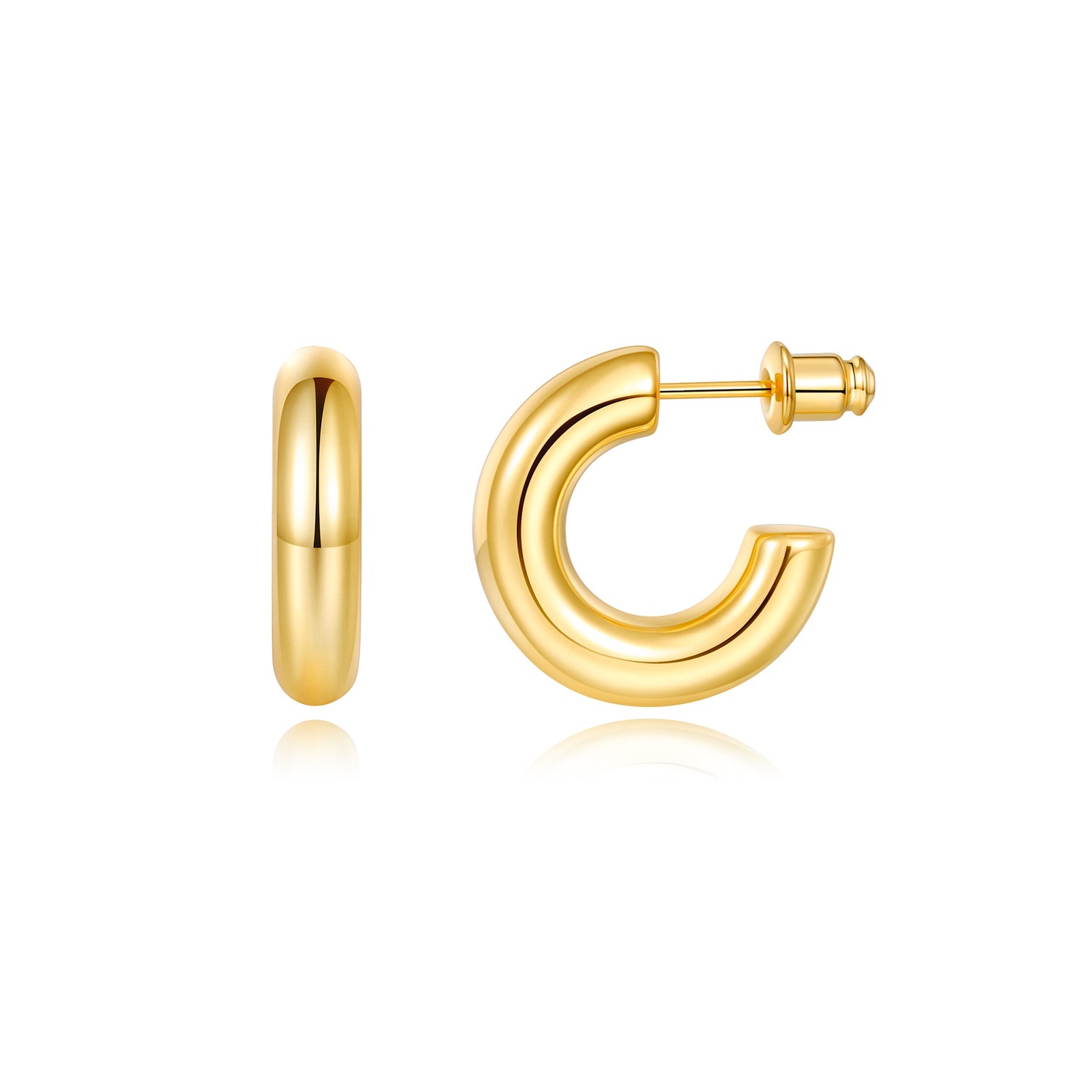 Chunky golden Hoop Earrings Set 14K golden and silver Plated Open Hoops Earrings Lightweight Small golden Hoop Earrings 20/30/40/50mm