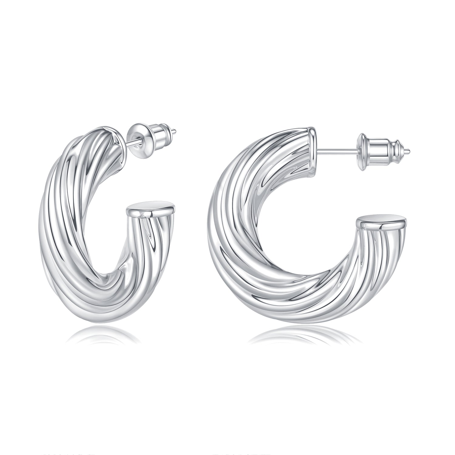 Women's silver earrings elegant fashion 925 plated silver lightweight thick silver hoop earrings women's jewelry