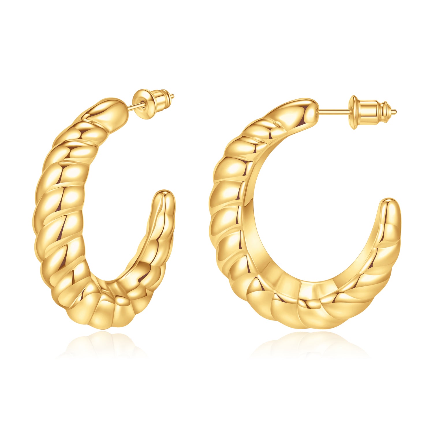 golden Hoop Earrings Set for Women 14K golden Plated Lightweight Chunky golden Hoop Earrings for Women Jewelry