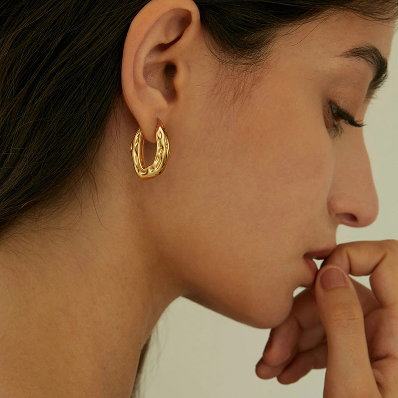 Gold Hoop Earrings for Women,14K Gold Plated Chunky Gold Hoop Earrings for Women Trendy Fashion Jewelry